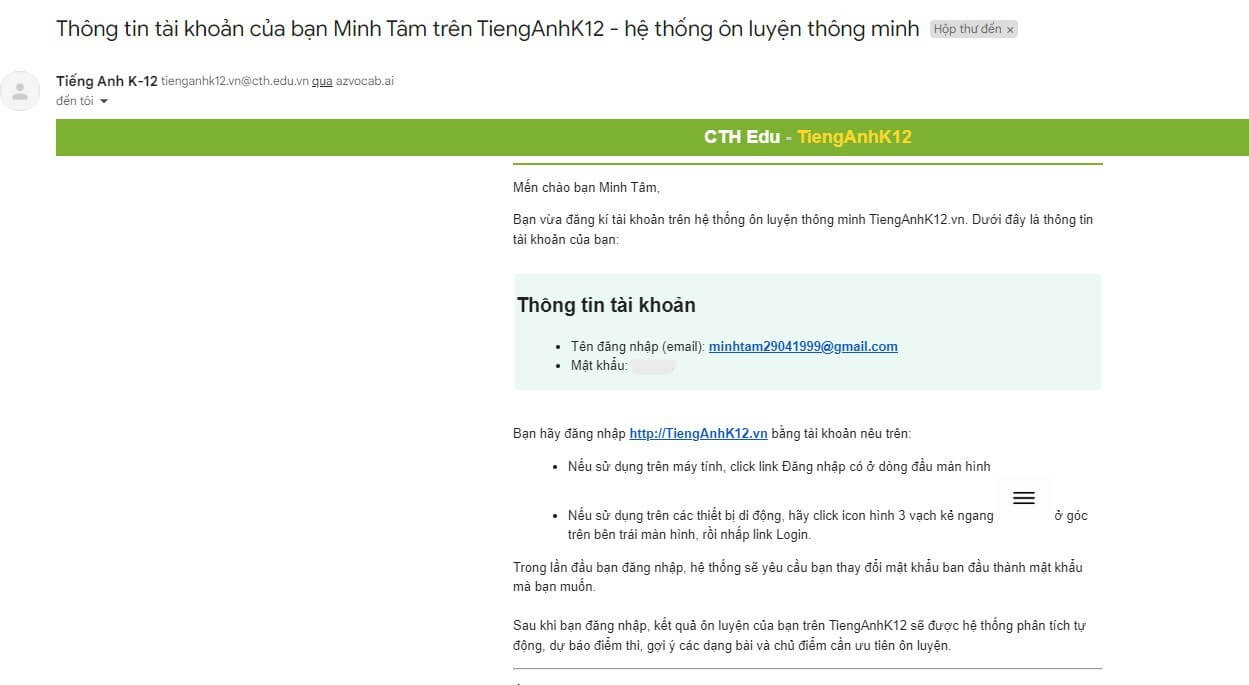 thông tin đăng nhập